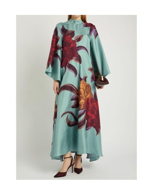 LaDoubleJ White Magnifico Floral-Print Silk Maxi Dress