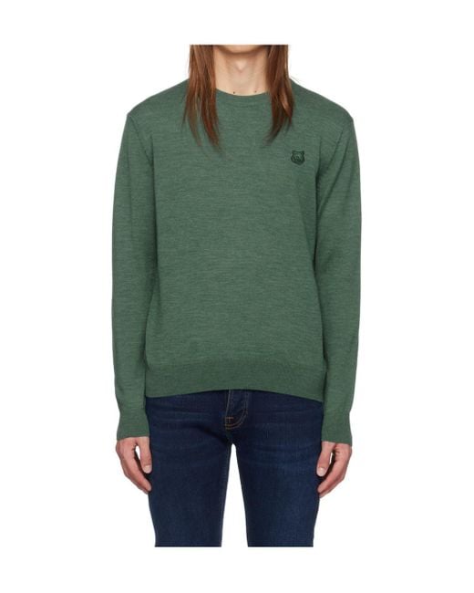 Maison Kitsuné Green Bold Fox Round-Neck Sweater for men