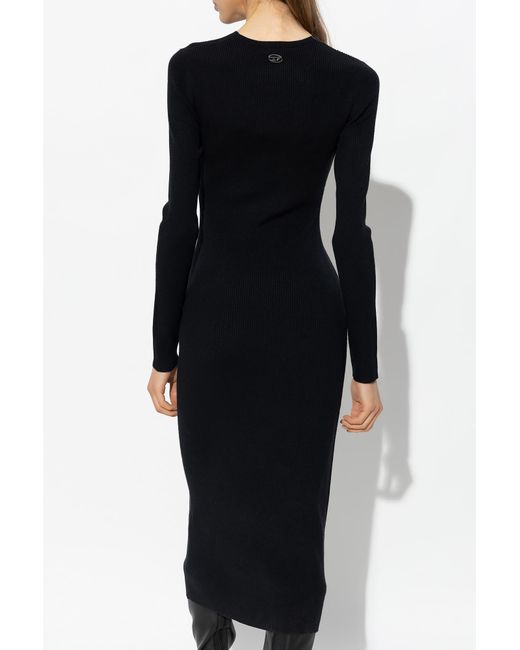 DIESEL Black Pelagos Cut-Out Ribbed Midi Dress
