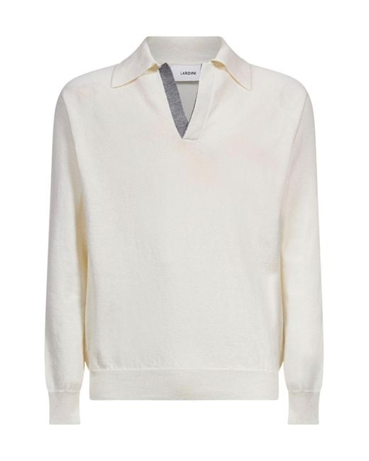 Lardini White Contrast-Trim Raglan-Sleeve Sweater for men