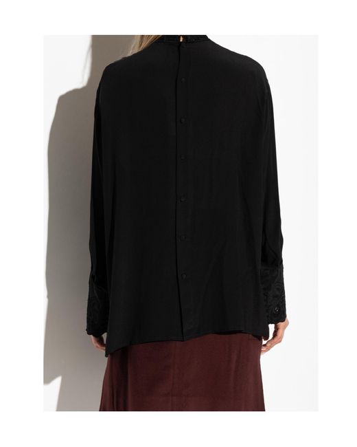 Etro Black Lace Detailed Long-Sleeve Top