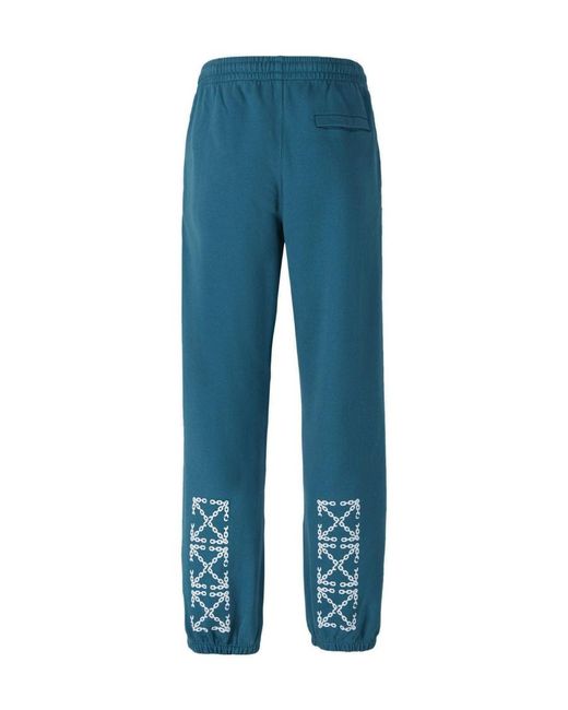 Off-White c/o Virgil Abloh Blue Logo Printed Elasticated Waistband Trousers for men