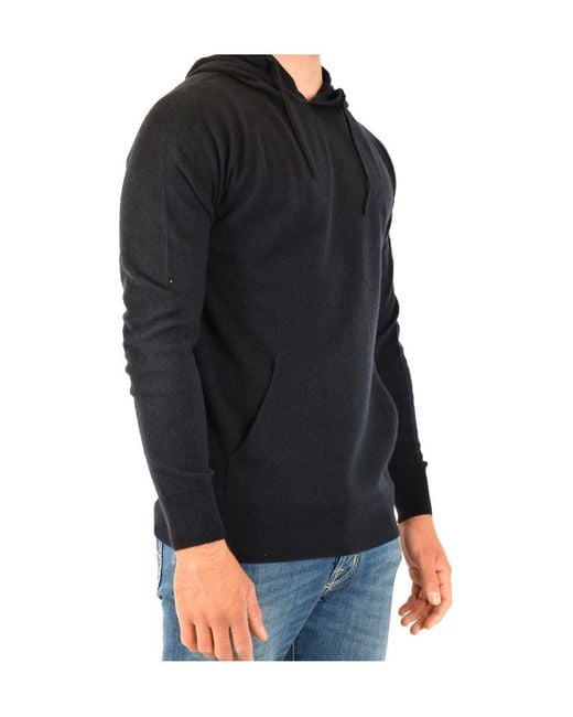 Emporio Armani Black Hooded Long-Sleeved Sweater for men