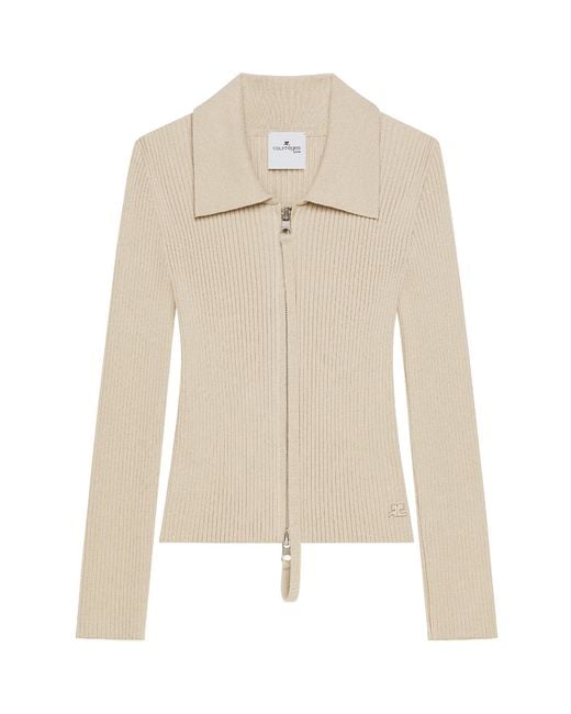 Courreges White Zip-Up Cardigan