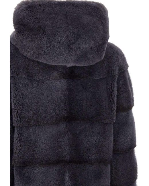 FRAME Blue Fur Coat