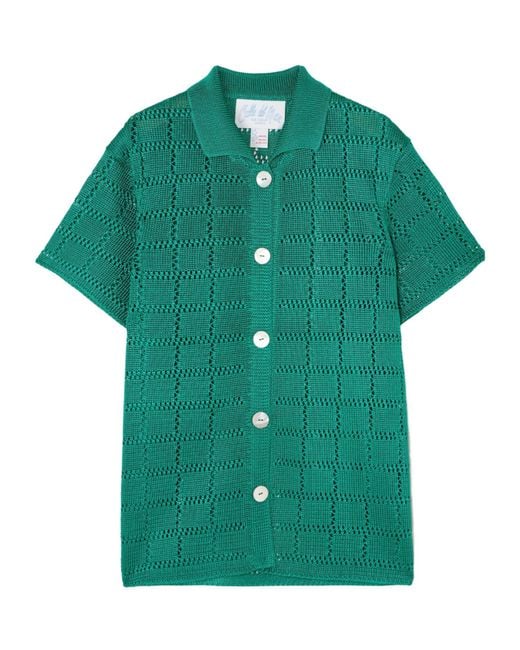 Calle Del Mar Green Mesh Knit Short Sleeve Cardigan