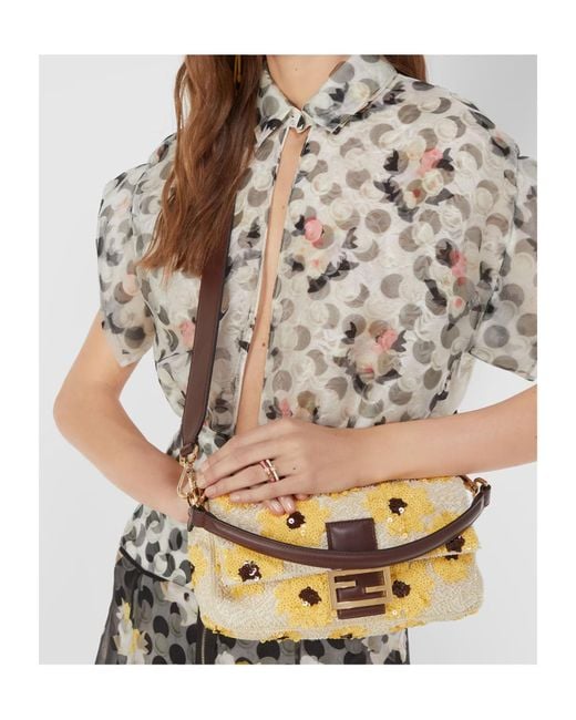 Fendi Metallic Floral Shoulder Bag