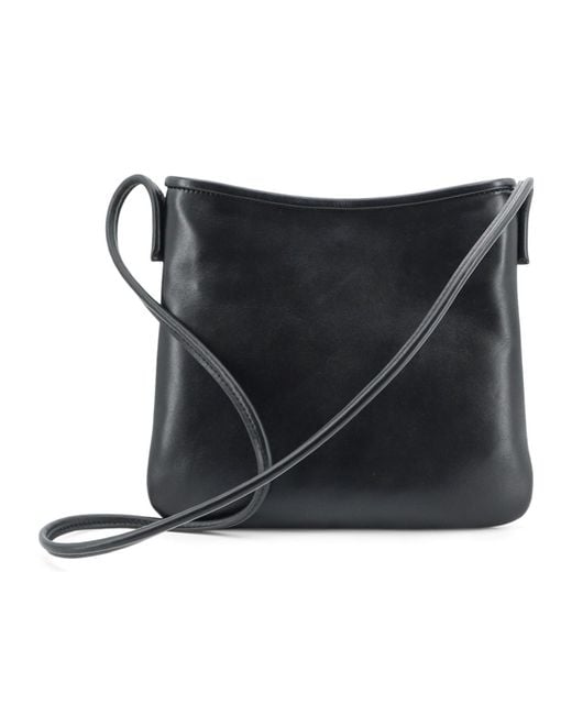 MANU Atelier Black Logo-Letter Shoulder Bag