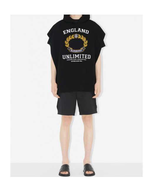Burberry Black Graphic-Print Hooded Poncho for men