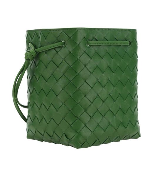 Bottega Veneta Green Braided Bucket Bag
