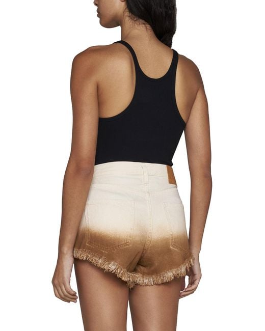 Alanui Natural Fringed Denim Shorts