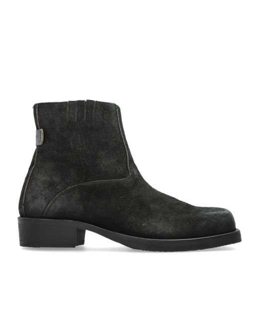 AllSaints Black Square-Toe Ankle Boots for men