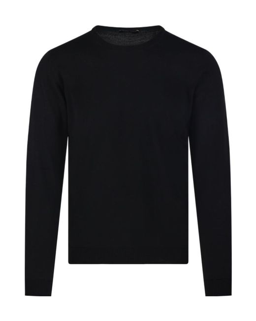 Roberto Collina Black Crew-Neck Long-Sleeve Sweater for men