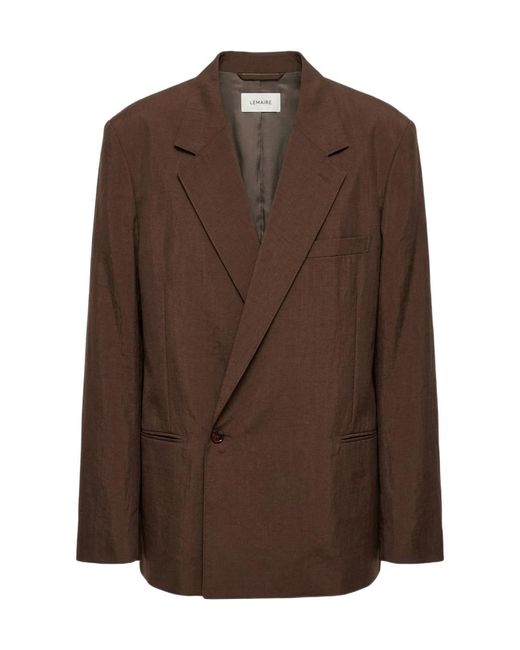 Lemaire Brown Double-Breasted Blazer for men