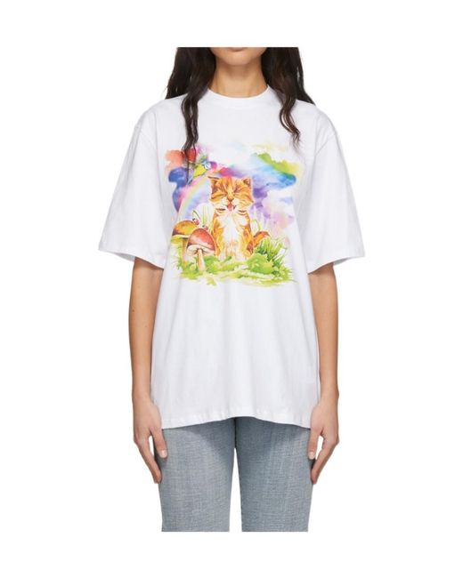 MSGM White Round-Necked T-Shirt