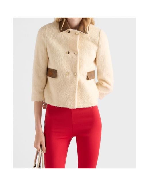 Prada Natural Double-Breasted Aspen Jacket