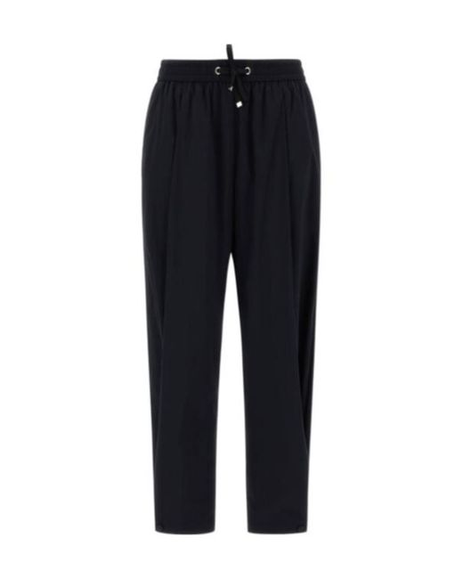 Herno Blue Lightweight Drawstring Cropped Trousers