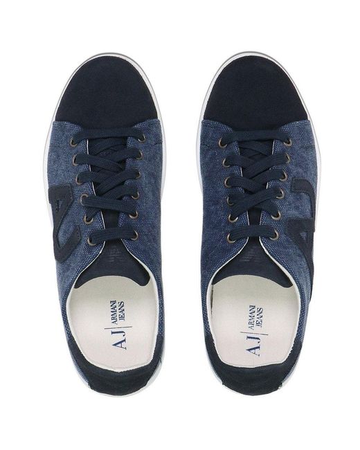 Armani Jeans Blue Logo Low-Top Leisure Sneakers for men