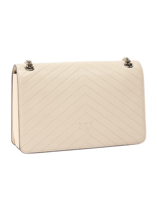 Pinko Natural Love Birds Foldover Top Shoulder Bag