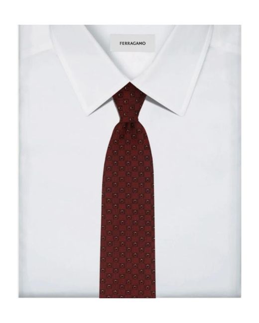 Ferragamo Red Gancini Jacquard Tie for men