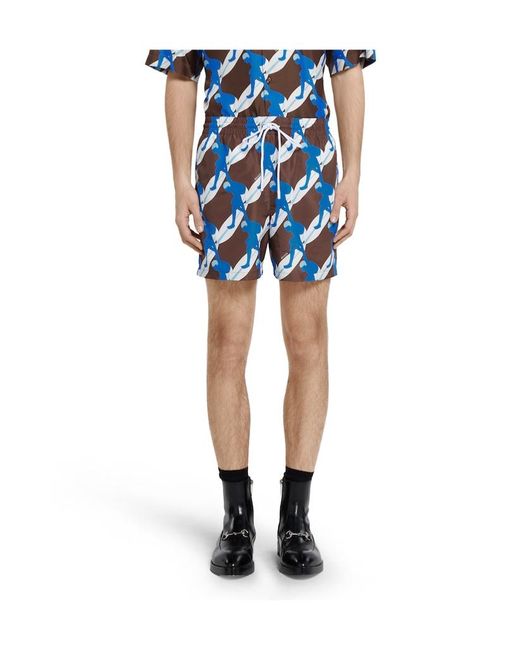 Gucci Blue Graphic Printed Swim Shorts for men