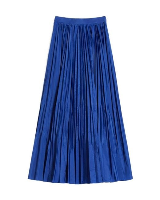 Max Mara Blue Calte Pleated Skirt
