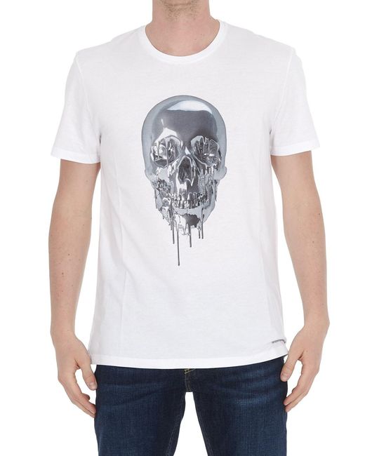McQueen White T-Shirt With Round Neck And Short Sleeves for men