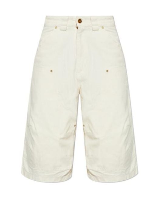 Willy Chavarria White Stockton Logo Cargo Shorts for men