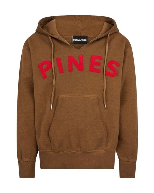 DSquared² Brown Pines Logo Hooded Sweater for men