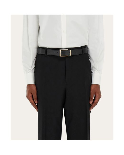 Ferragamo White Gancini Reversible Leather Belt for men