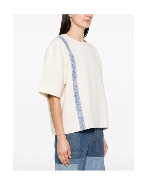 J.W. Anderson White Jw Anderson Logo-Printed Crewneck T-Shirt