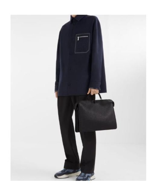 Fendi Black Selleria Bag With 713 Hand-Sewn Topstitches for men
