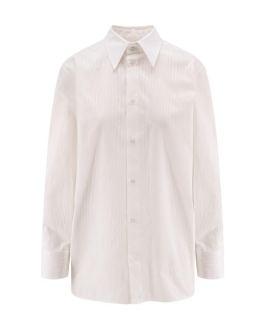 Saint Laurent White Striped Button-Up Shirt