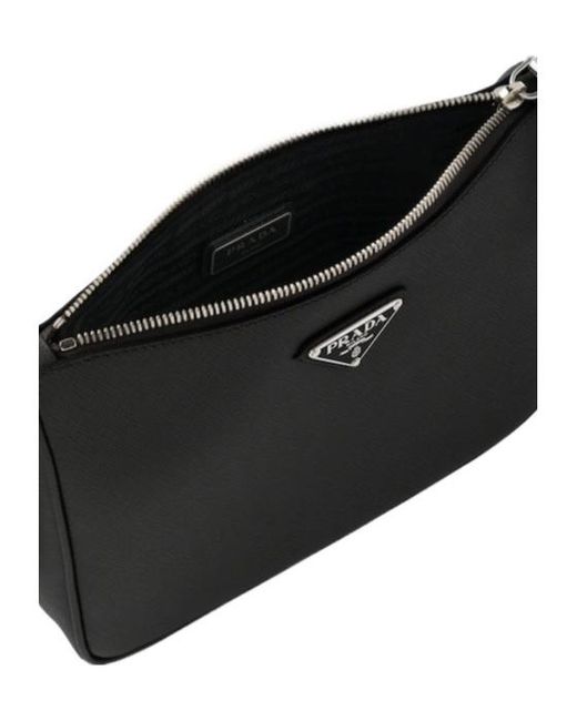 Prada Black Saffiano-Leather Shoulder Bag for men