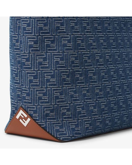 Fendi Blue Ff Jacquard Medium Tote Bag for men