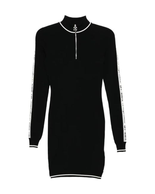 Off-White c/o Virgil Abloh Black Logo Tape Long-Sleeved Dress