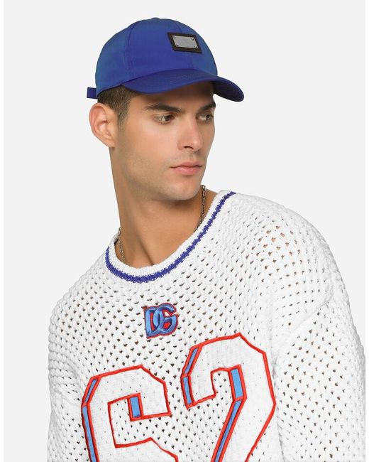 Dolce & Gabbana Blue Logo Plaque Baseball Cap for men