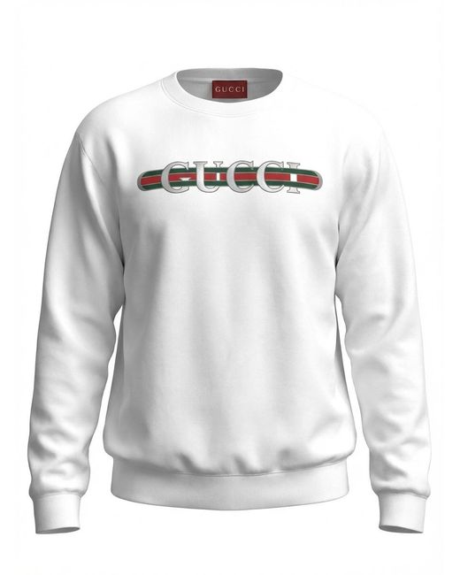 Gucci White Logo Printed Crewneck T-Shirt for men