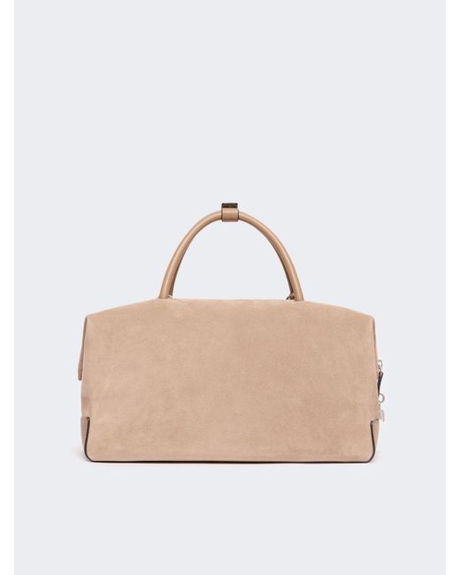 Max Mara Natural Large Nubuck Leather Boston Bag