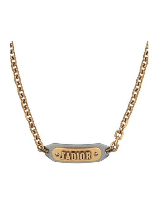 Dior Metallic Metal Logo Necklace