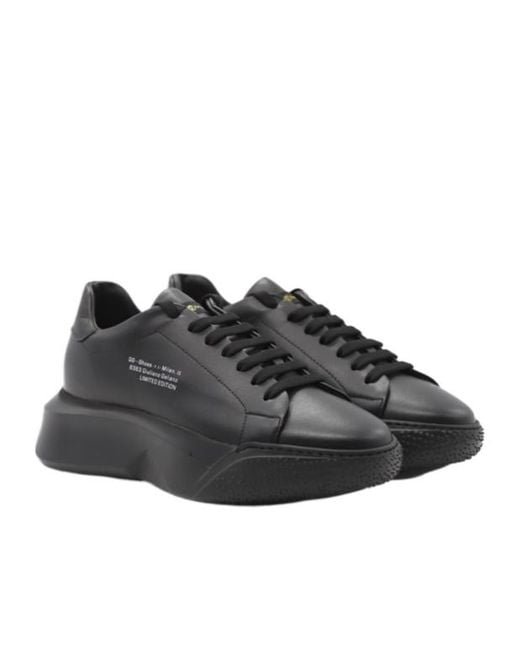 Giuliano Galiano Black Leather Lace Up Trainers for men