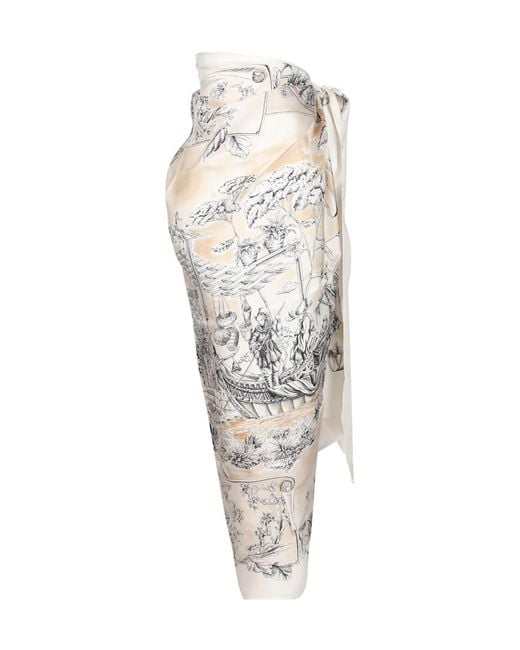 Ferragamo White Ferragamo Viaggio Printed Pareo Skirt