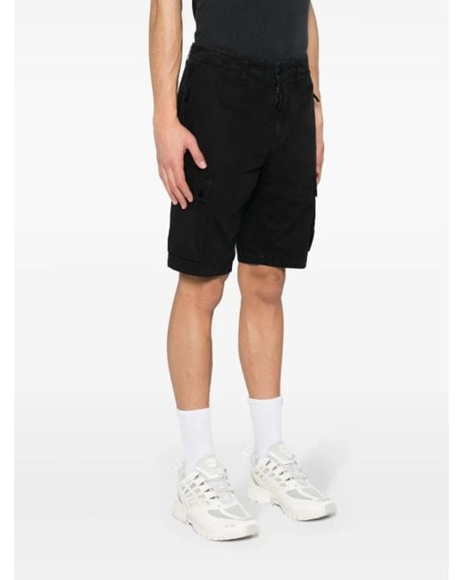 Stone Island Black Compass Patch Bermuda Shorts for men