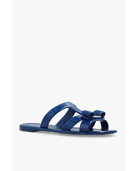 Ferragamo Blue Logo Slippers