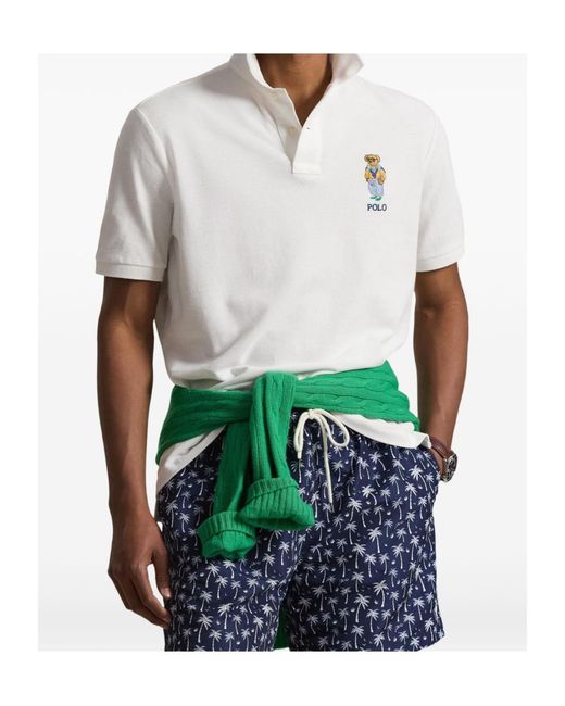 Polo Ralph Lauren White Polo Bear Slim Fit Polo Shirt for men