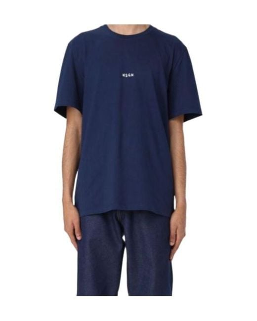 MSGM Blue Short-Sleeved T-Shirt for men