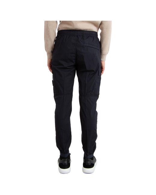 Stone Island Blue Compass Patch Tapered-Leg Cargo Pants for men