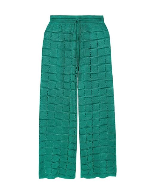 Calle Del Mar Green Casual Knitted Wide-Leg Pants