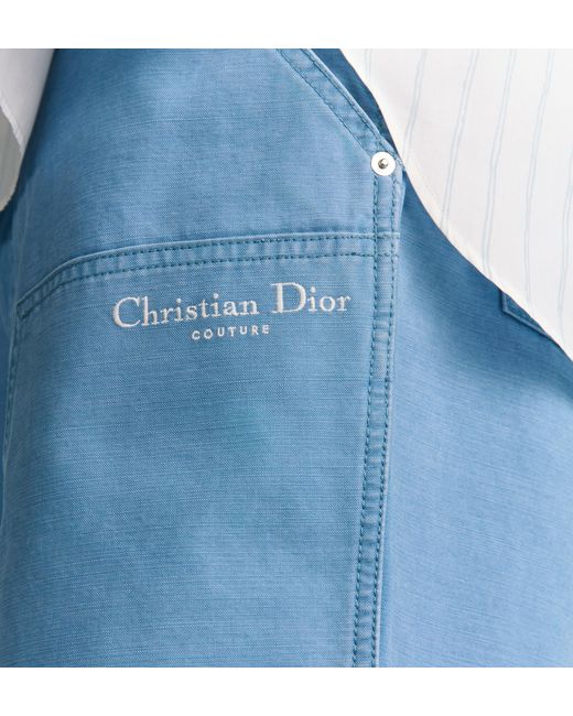 Dior Blue Homme Logo Embroidered Bermuda Shorts for men