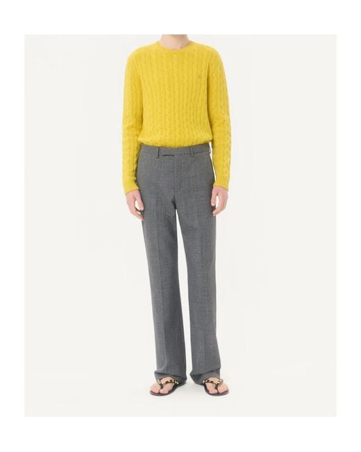 Valentino Yellow Vlogo Plaque Cable-Knit Jumper for men